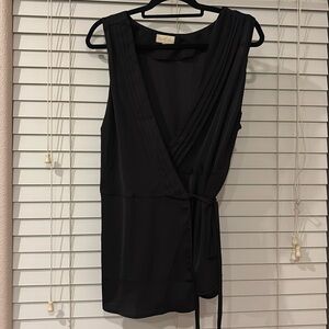Black ModCloth Silky Sleeveless Wrap Tunic